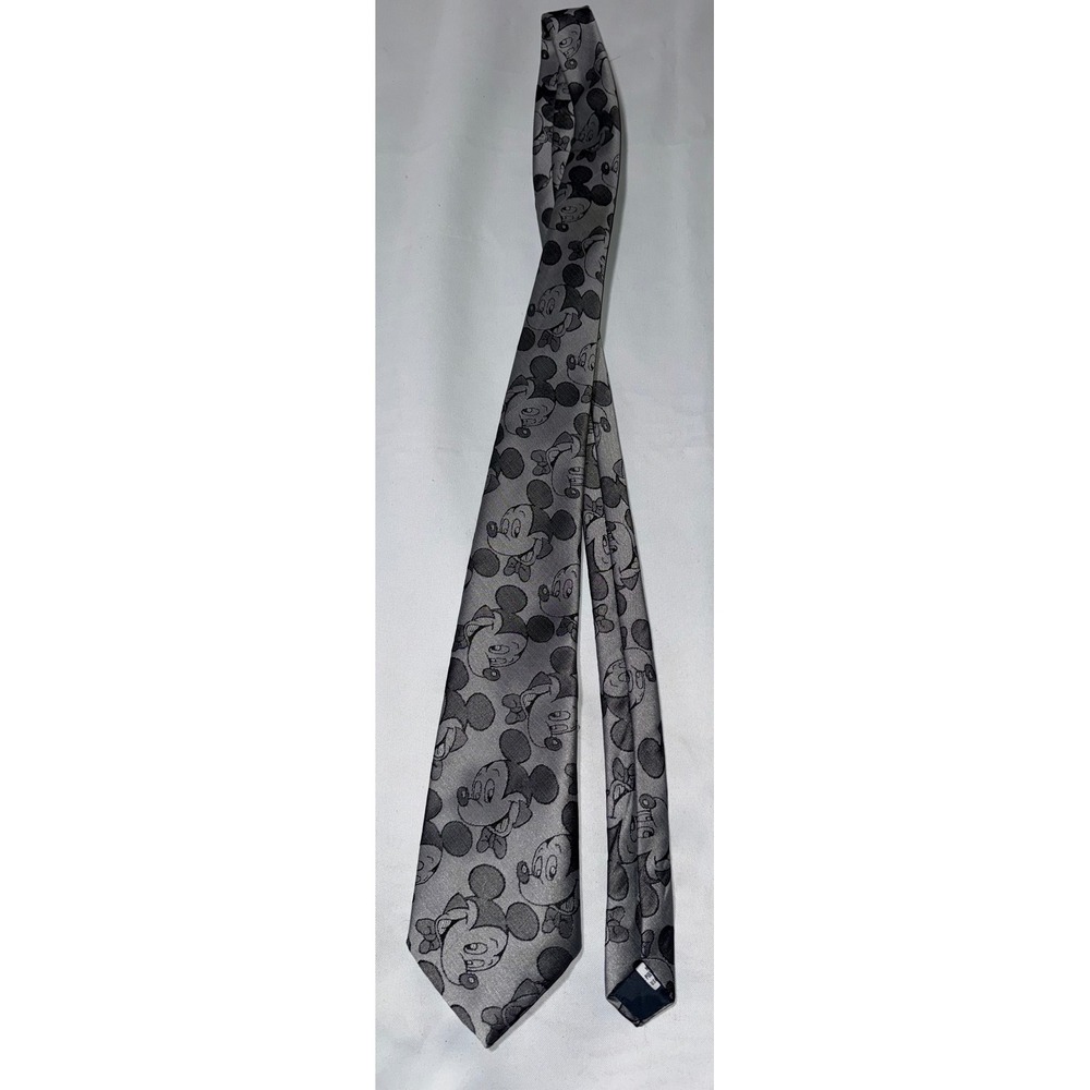 Vintage Disney Mickey Mouse Tie Balancine Grey Black Character Necktie‎ Mens